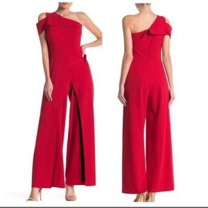 Women’s Marina Red Polyester Blend Back Zipper jumpsuit Sz.14